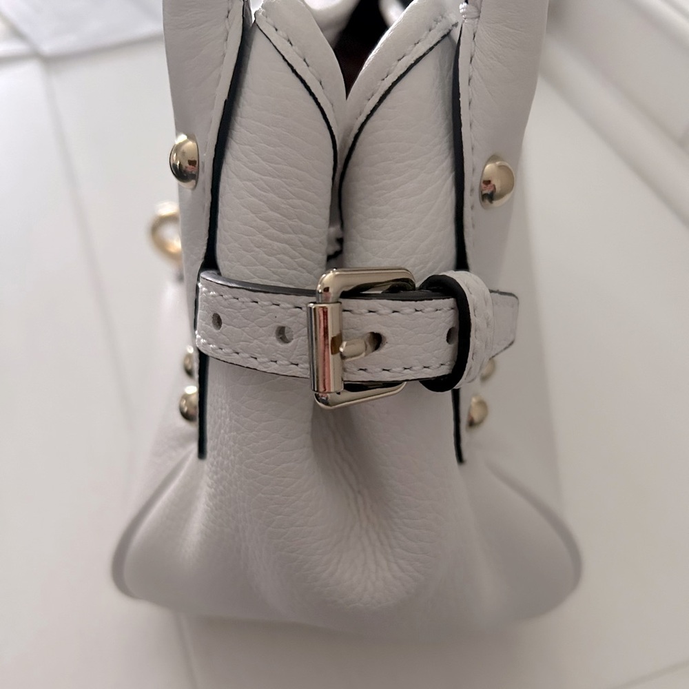 Dooney & Bourke Belvedere Medium Logo White Cream Satchel with Gold Accents - Picture 7 of 16
